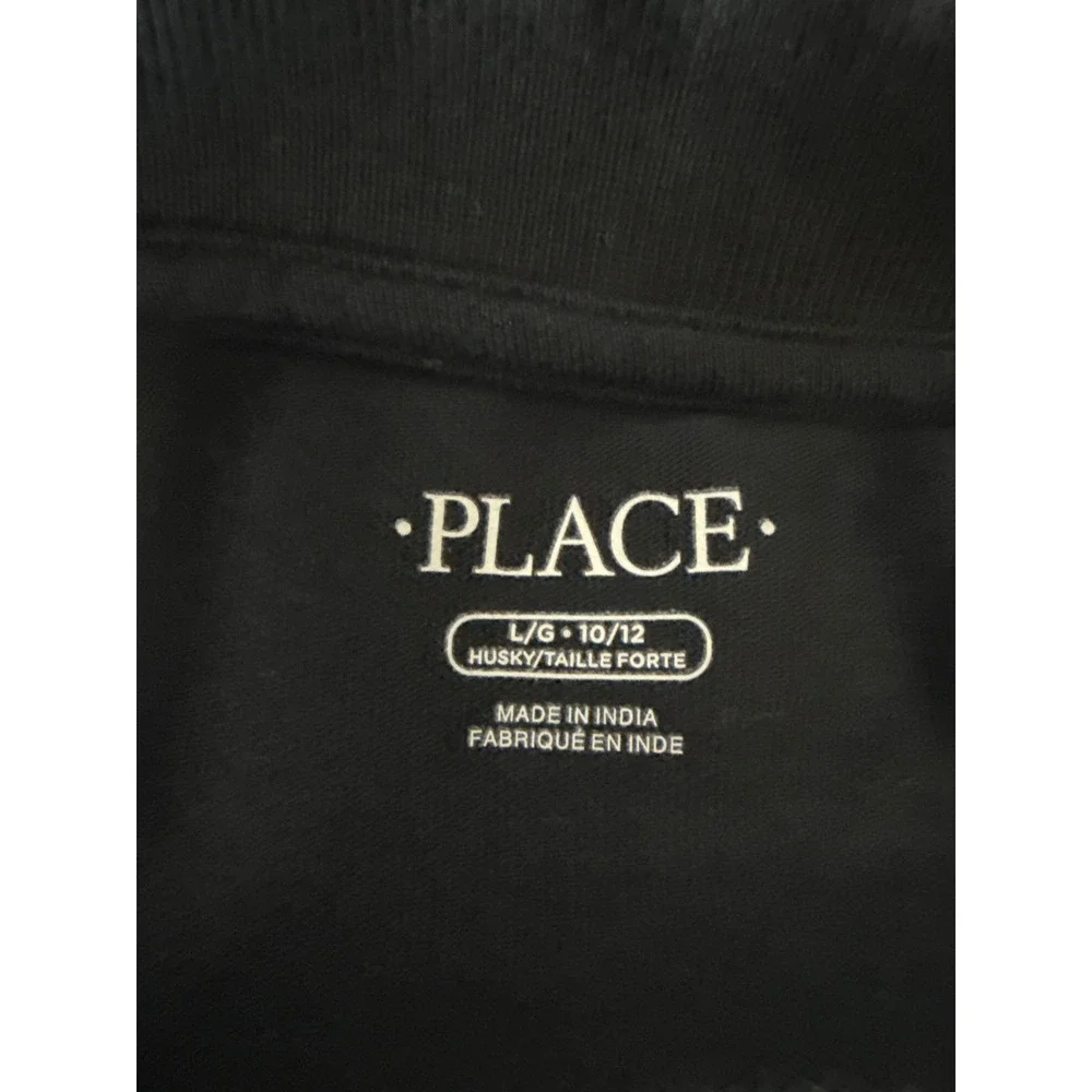 Childrens Place Boys Black Short Sleeve Pique Polo Shirt Husky Size L 10/12